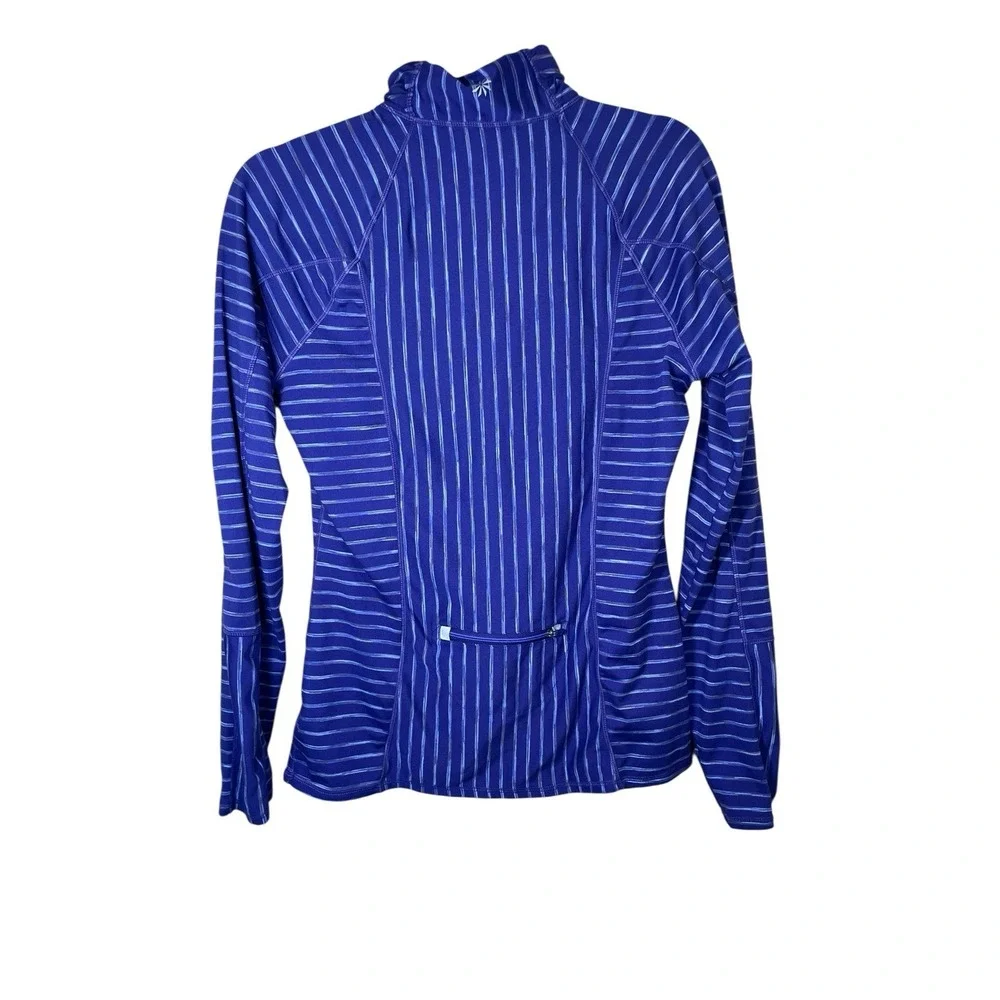 Athleta Elite Half Zip Pullover Women's m medium Purple Striped Top 964325-00-2 - Picture 2 of 9